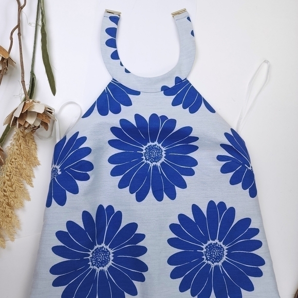 Anthropologie Hutck Blue Floral Halter Top Sleeveless Dress Sz S - Picture 15 of 16